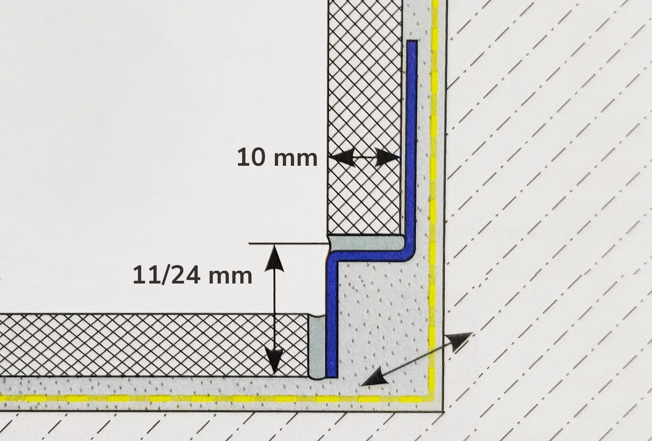 Maße Wandkeil 10 mm rechts
