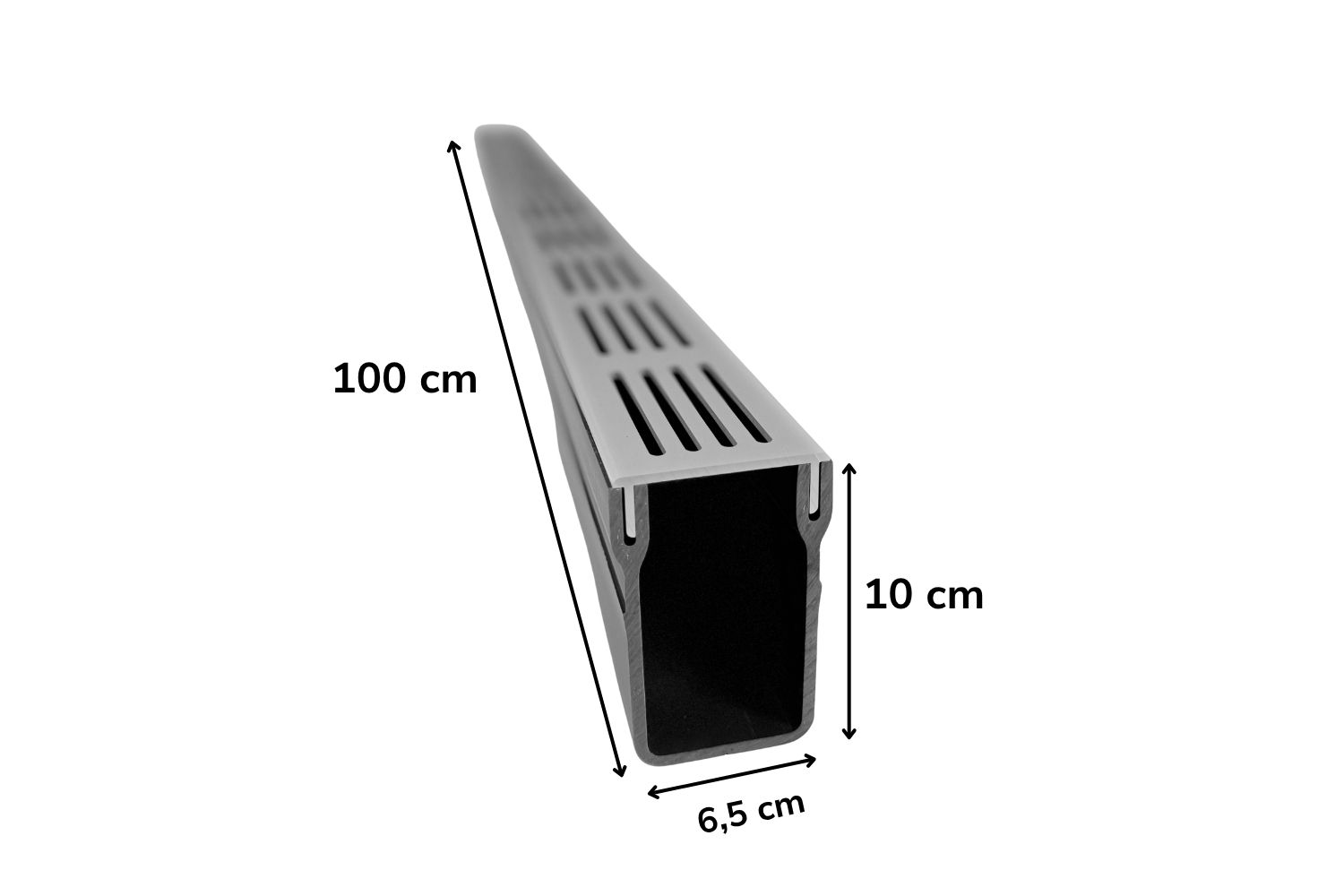 Entwässerungsschiene für Terrassen U-Drain Pro eloxiert silber