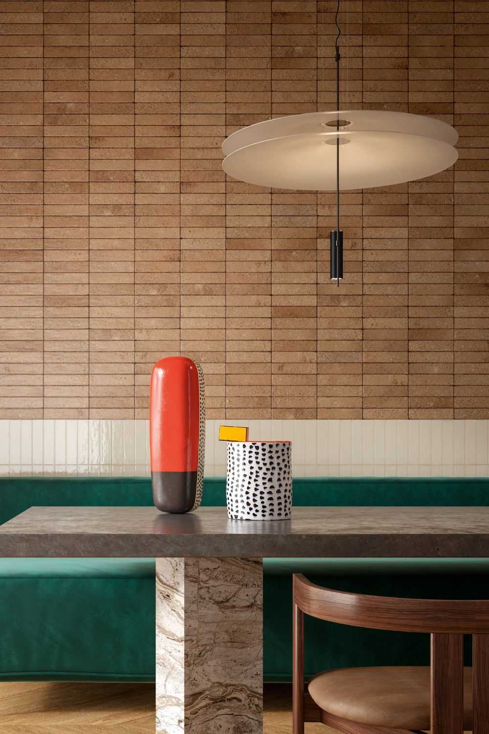 Fliese unregelmäßige Oberfläche 5x20 cm "Tetris Block Cotto" braun matt