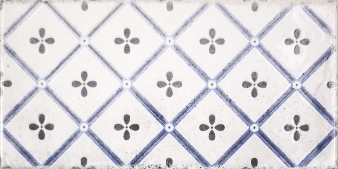 Dekorfliese Mix mediterran Retro Vintage blau glänzend Vita Mare Decor Mix Fabresa