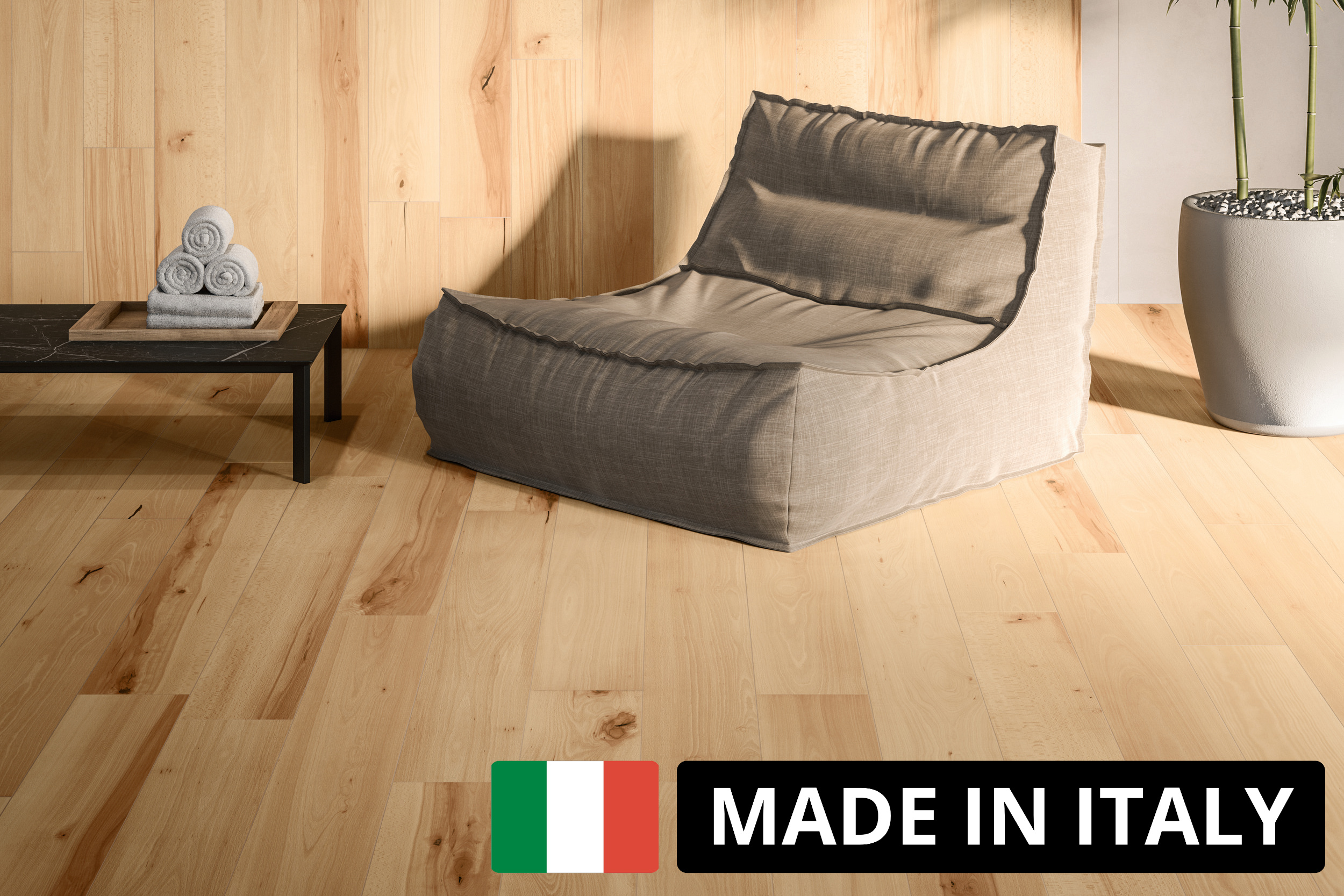 Made in Italy - Premium Bodenfliesen Buche-Holzoptik dunkel 20x120 cm dunkle Buchenoptik Holzfliese mittelbraun