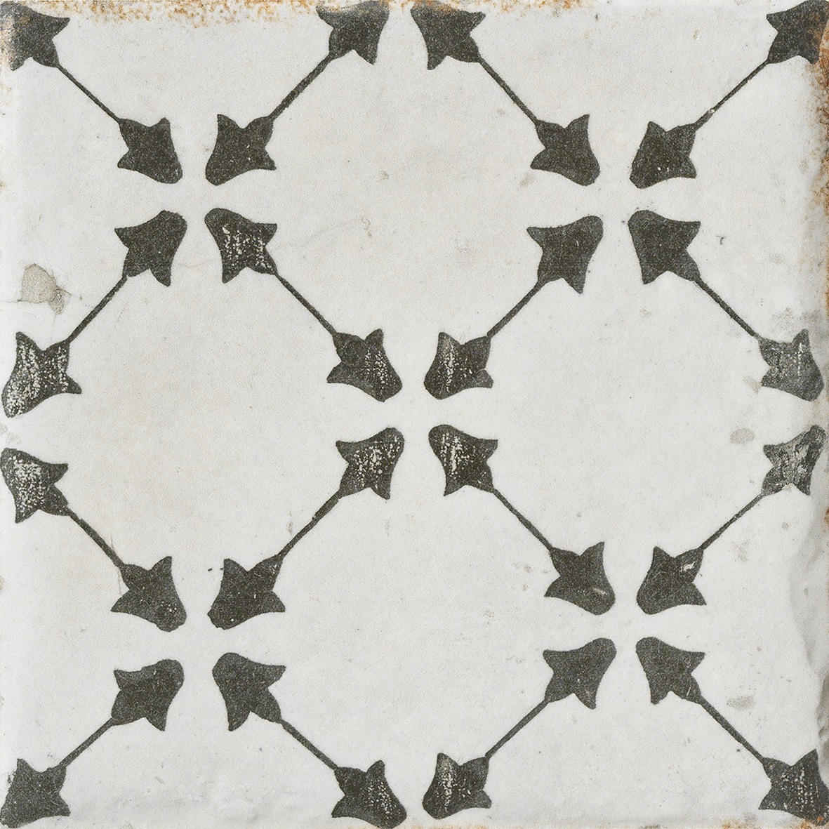 Antike Vintage-Fliese Cotto Del Campiano Decoro Mix Dekorfliese anthrazit altweiß