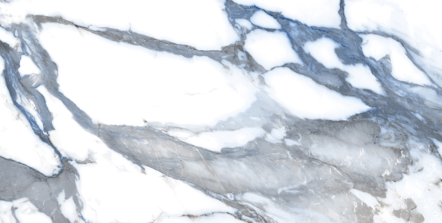 Fliese blau marmoriert Paonazzetto-Marmor-Optik poliert kalibriert Crash Blue