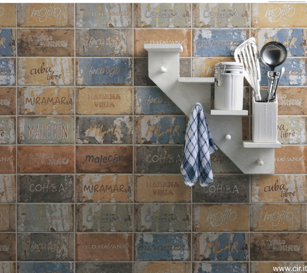 Fliese Vintage Dekor Retro bunt "CIR Havana Cuba libre Mix 10x20" 12 Muster nach Zufallsprinzip