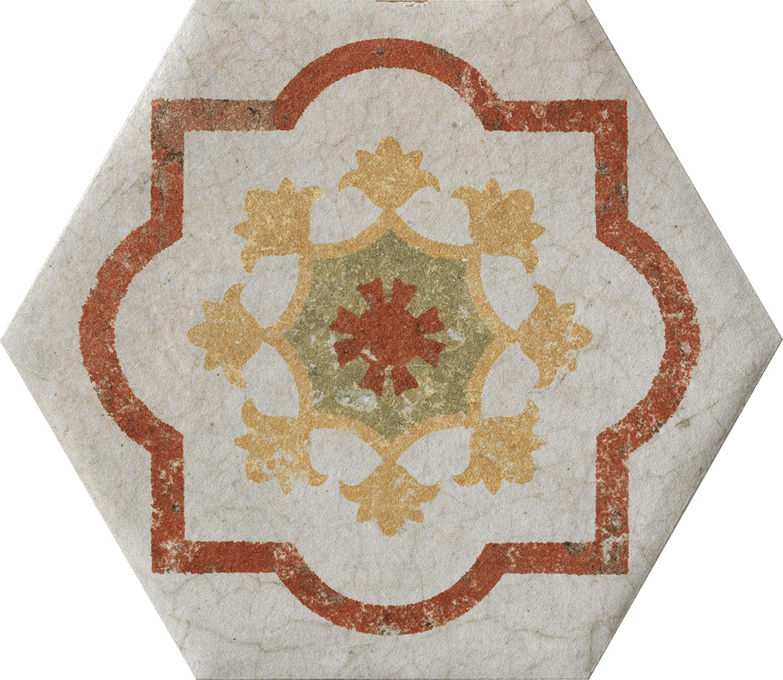 Fliese Dekor Hexagon "Cotto del Campiano Emiliane Mix" 15,8x18,3cm CIR (Farbmischung nach Zufall)