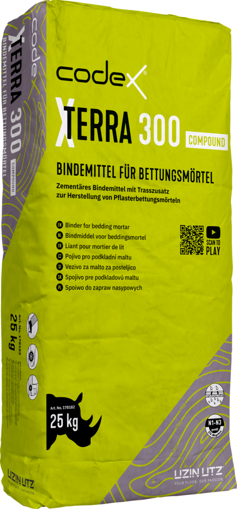 Bindemittel für Drainagemörtel "Codex X-Terra 300 Compound" wasserdurchlässiger Mörtel für Terrassenplatten 25 kg