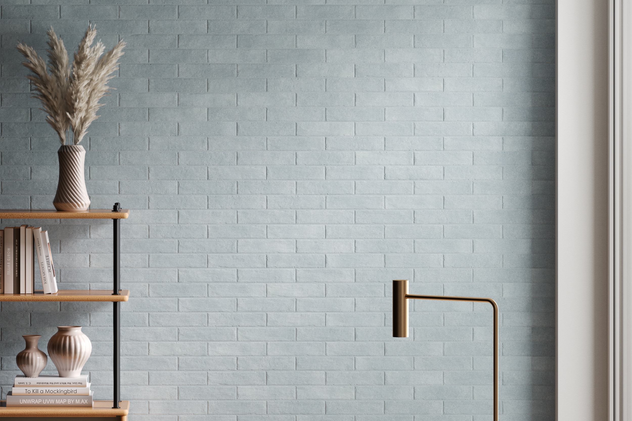 Fliese unregelmäßige Oberfläche 5x20 cm "Tetris Aria" grau-blau matt