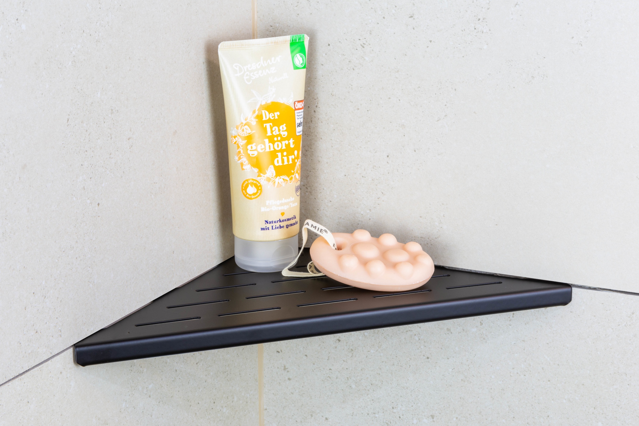 Fliesenprofi Duschablage Dreieck Edelstahl schwarz Eckregal für Fliesen & Fugen Regal in der Ecke