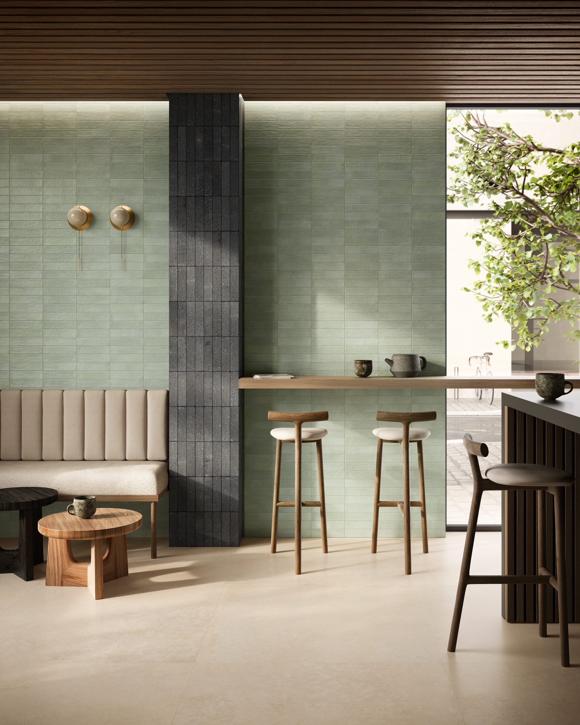 Fliese Steinoptik Unionstone 2 Olimpia Avorio Sant Agostino Natursteinoptik sand beige in der Küche