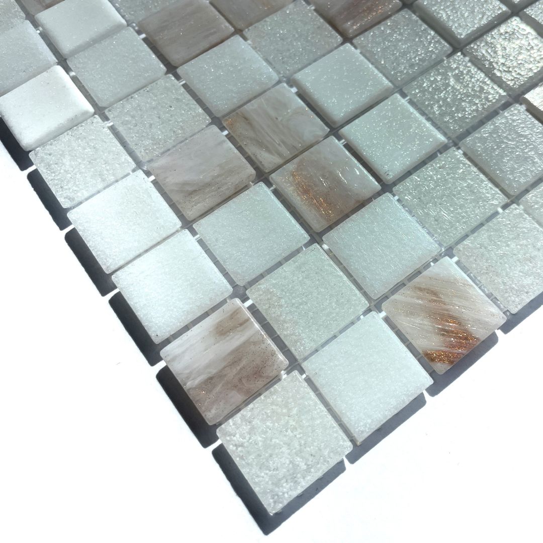 Bisazza Mosaikfliesen "Seattle" weiß rosa glänzend 32,2x32,2 cm netzverklebt