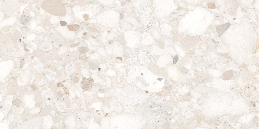 Terrassenplatte Terrazzo-Steinoptik creme 60x120 cm "Venistone Ivory" Feinsteinzeug 2 cm rektifiziert
