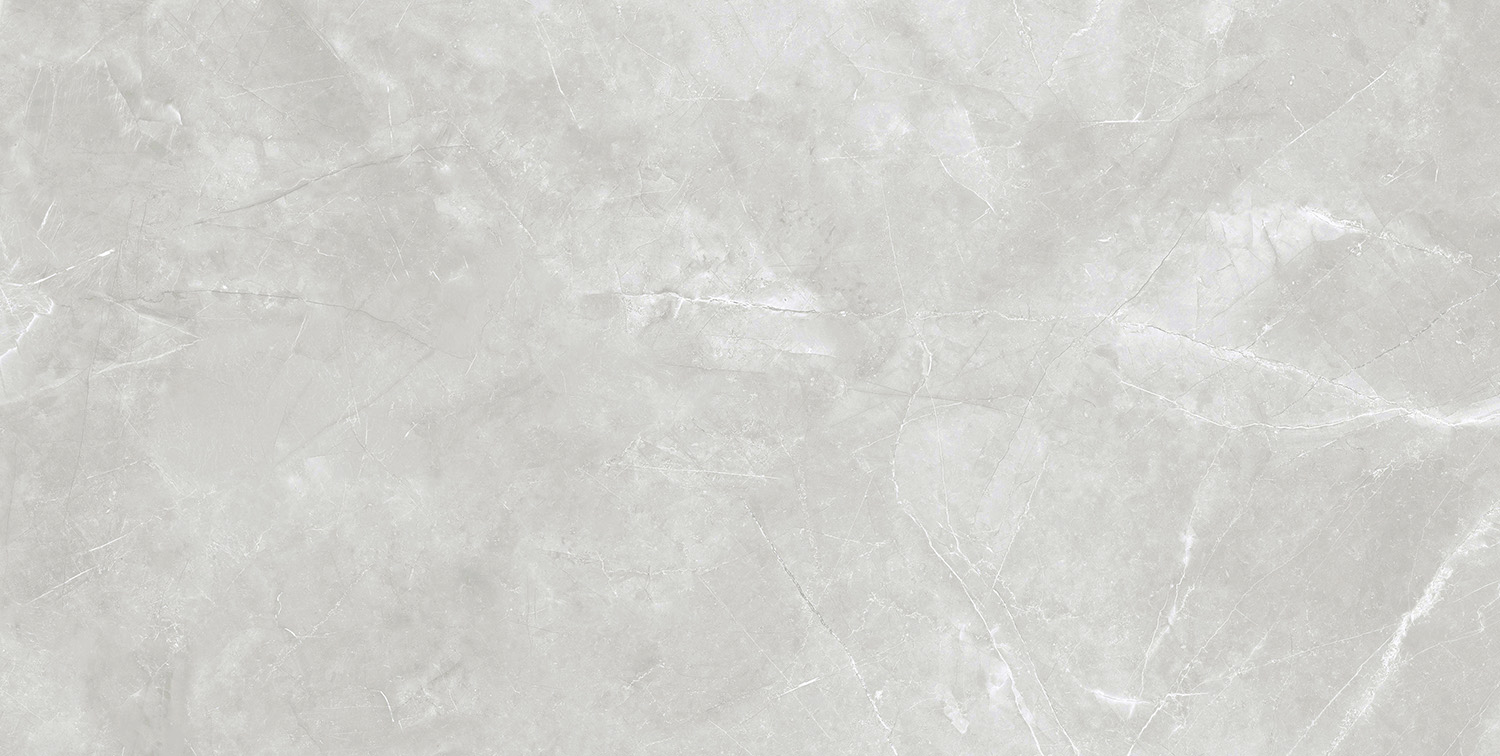 Fliese Steinoptik hellgrau poliert "Magda Perla" Feinsteinzeug rektifiziert