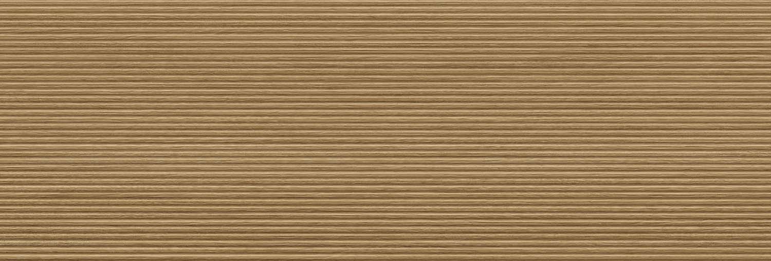 Fliese Wandpaneele Walnuss-Holzoptik braun 30x90 cm "Dekor Stripe Nordik Nogal" Wandfliese rektifiziert