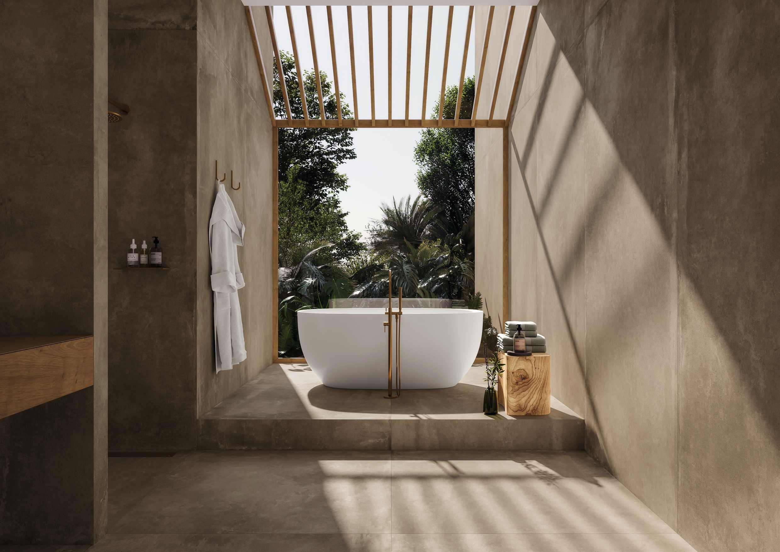 Fliese Betonoptik Imola Azuma Up Taupe Bodenfliesen Wandfliesen braun