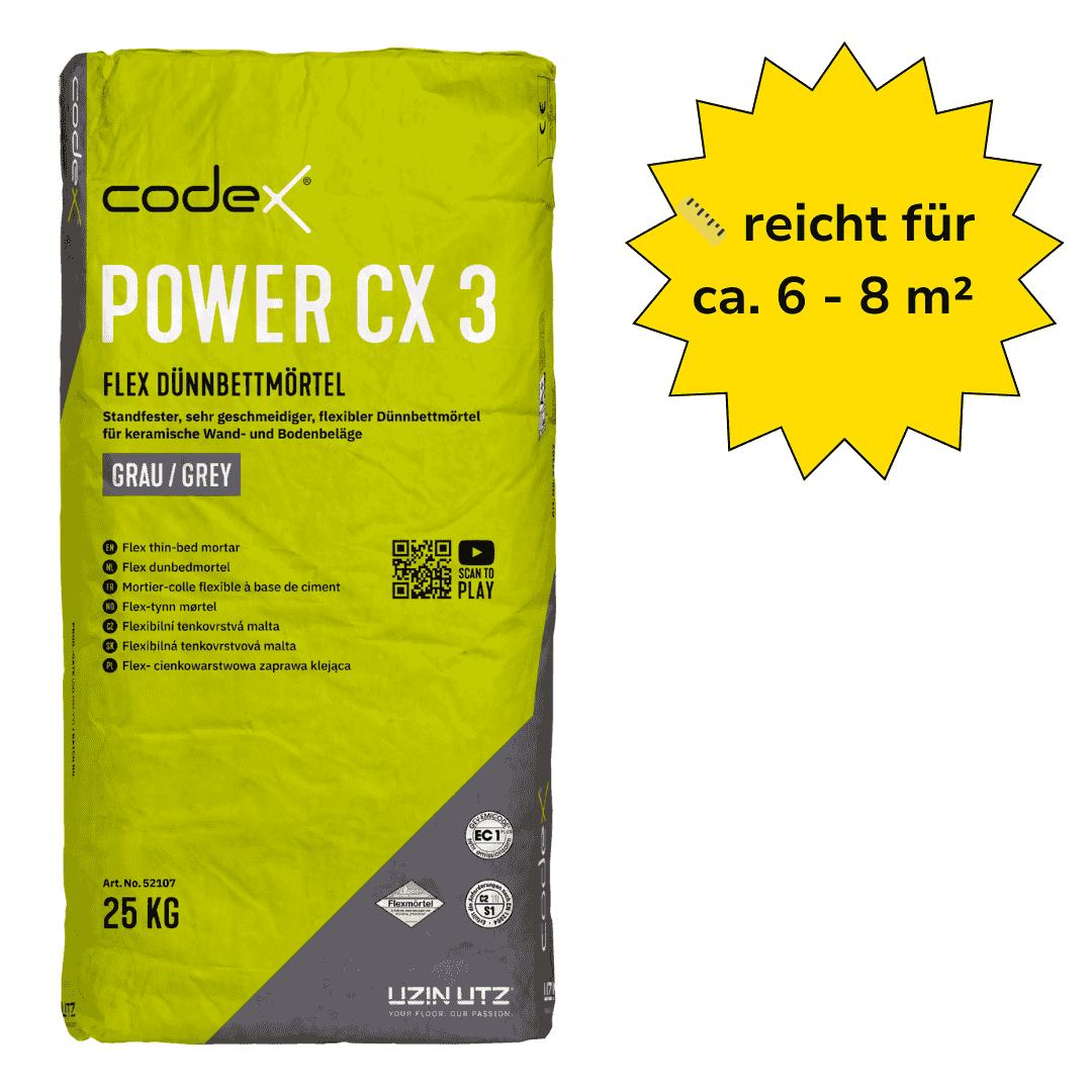 Fliesenkleber Flexkleber "Codex Power CX 3" Dünnbettmörtel für Innen & Außen 25 kg