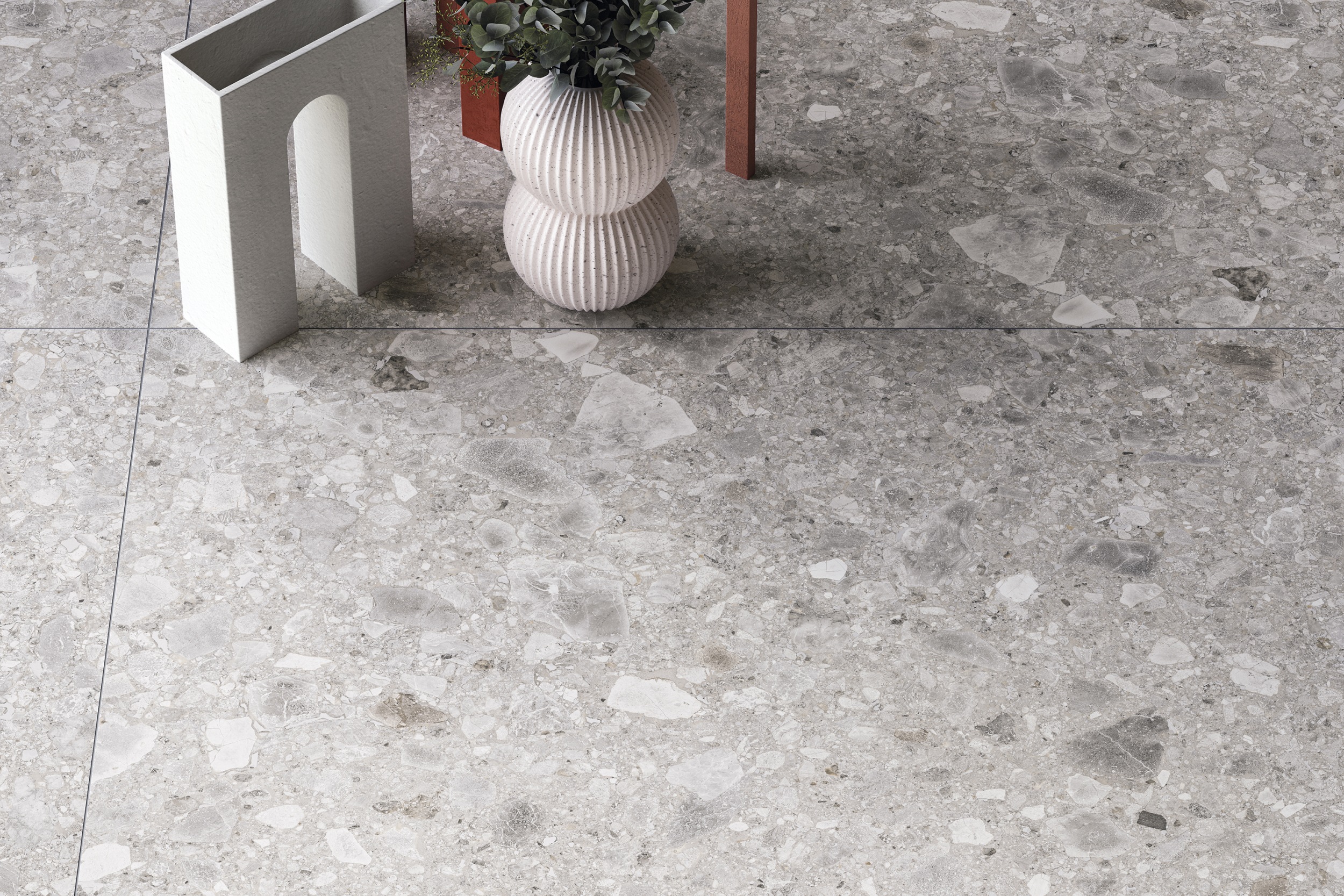 Terrazzo-Fliese Steinoptik grau Orobica Grigia