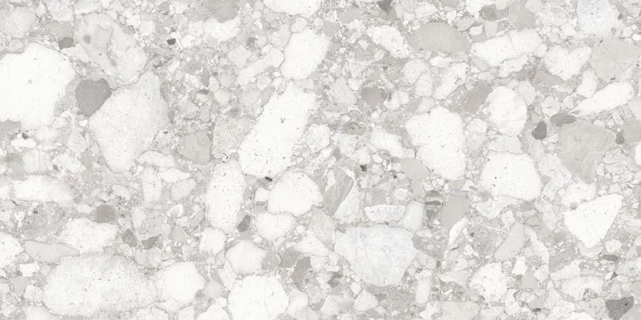 Terrassenplatte Terrazzo-Steinoptik hellgrau 60x120 cm "Venistone Pearl" rektifiziert 2 cm
