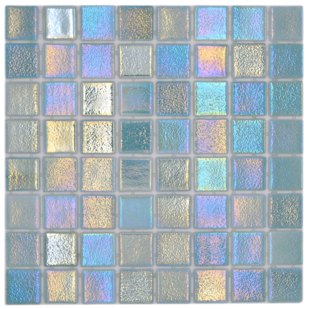 Mosaikfliesen Glas Eco Shell türkis glänzend 31,6x31,6 cm Dusche Pool Küche Theke