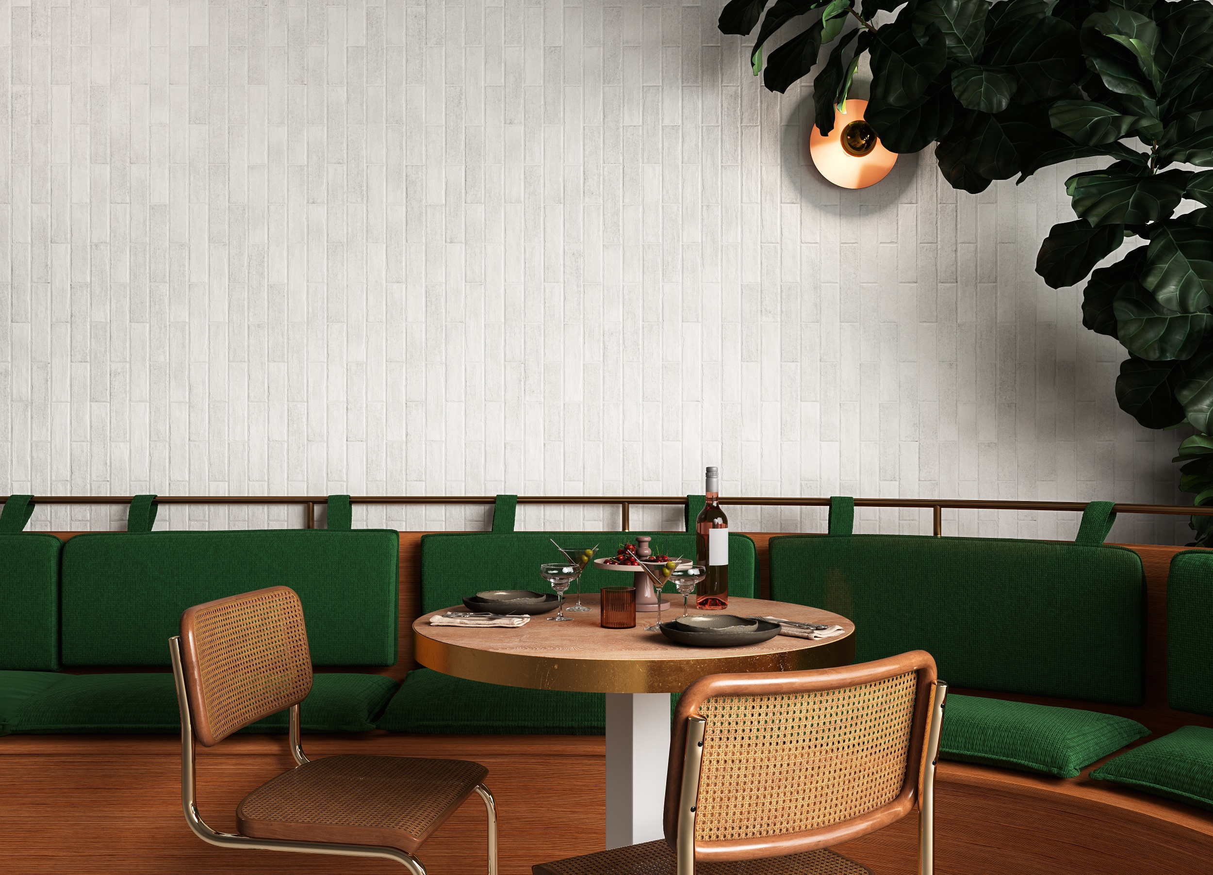 Fliese glasiert unregelmäßige Oberfläche "Tetris White" weiß matt 5x20 cm