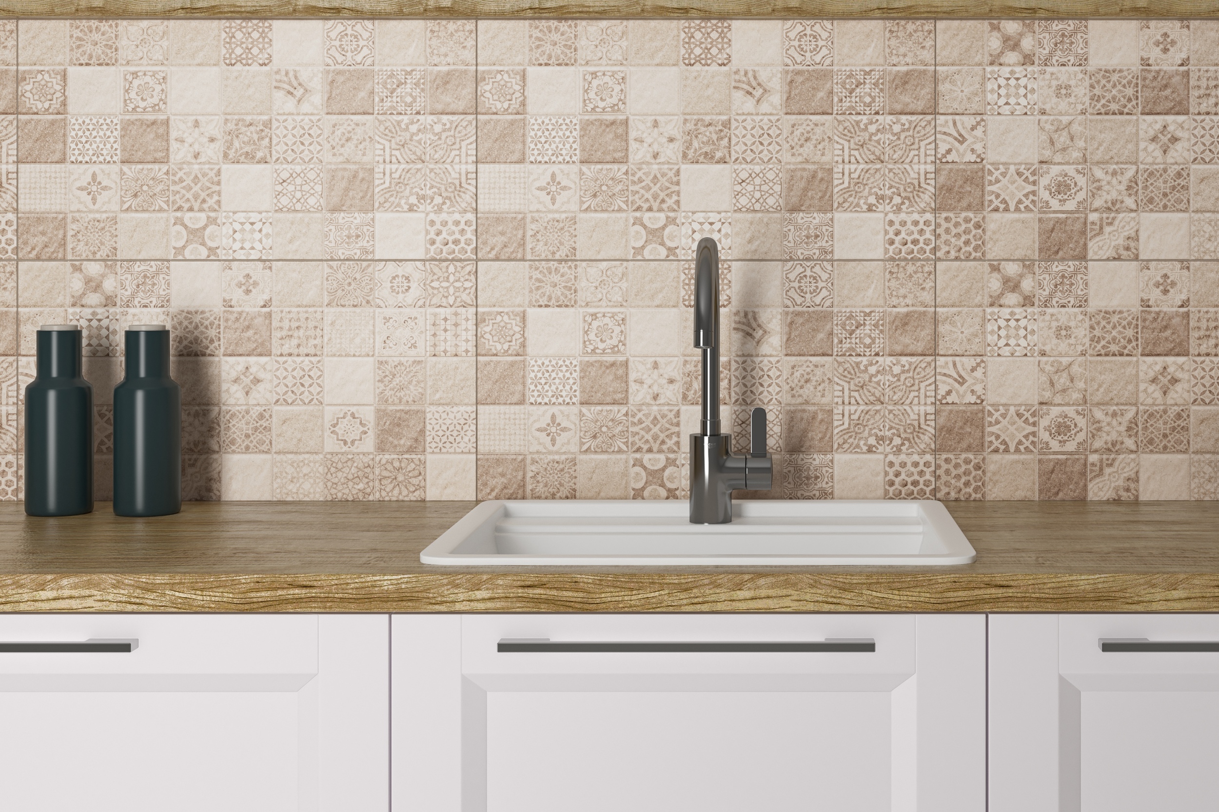 Fliesenspiegel Dekorfliese Vintage-Fliese Wandfliese Mystone Hidra Marfil hellbraun-beige