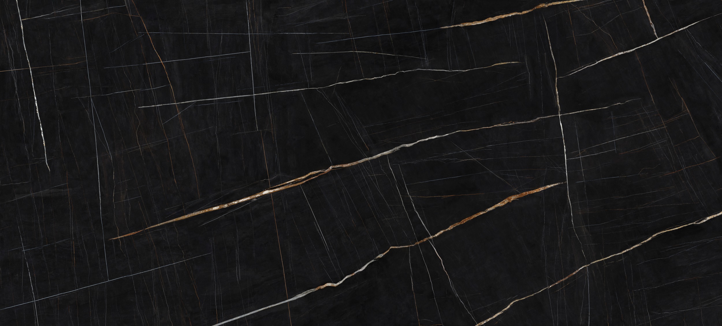 XXL-Fliese Marmoroptik Sahara Noir 120x280 cm schwarz Großformat-Fliese