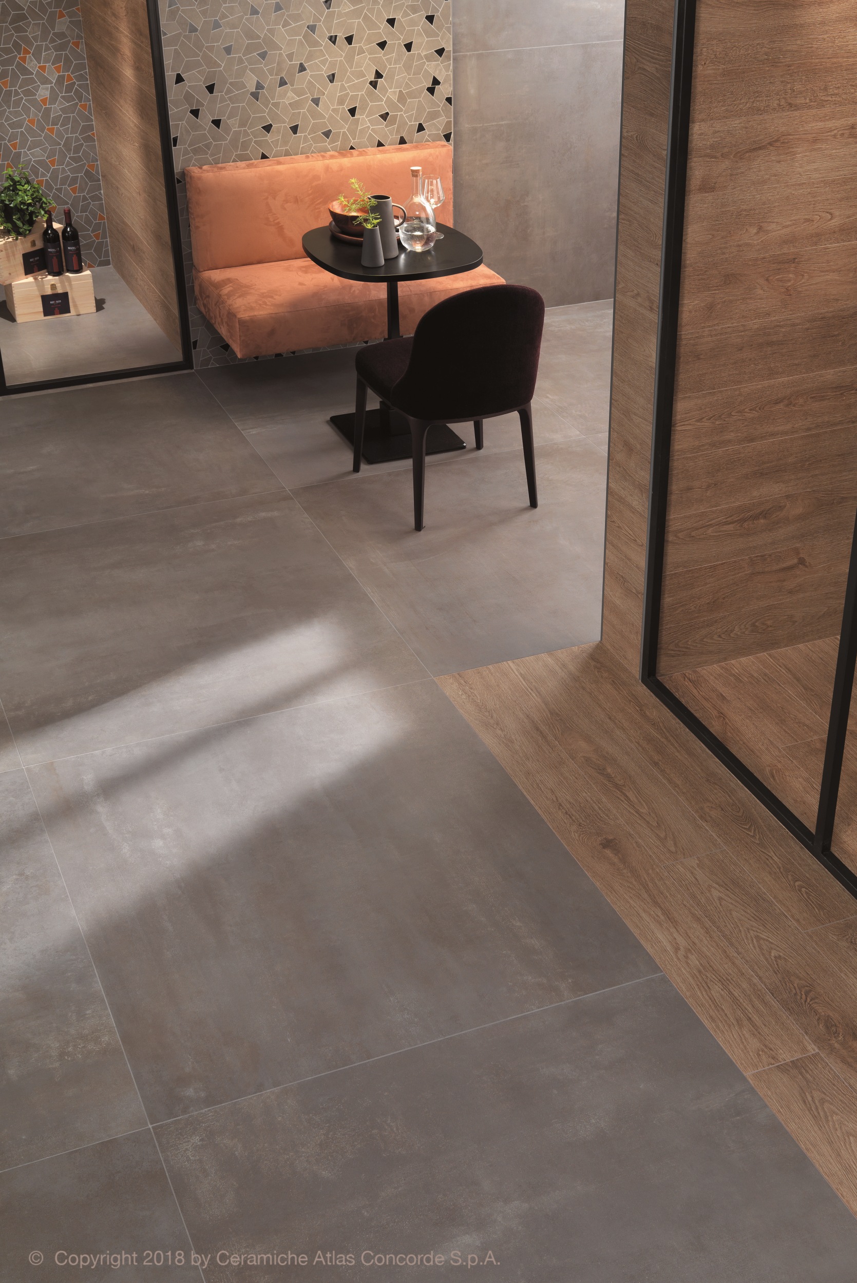 Fliese Boost Smoke Atlas Concorde grau Zementoptik Bodenfliese Wandfliese Betonoptik iin Küche