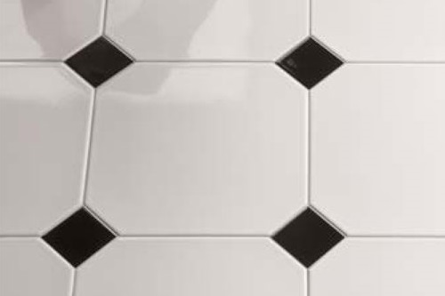 Einleger für Achteck-Fliese schwarz glänzend 5x5cm glasiertes Feinsteinzeug