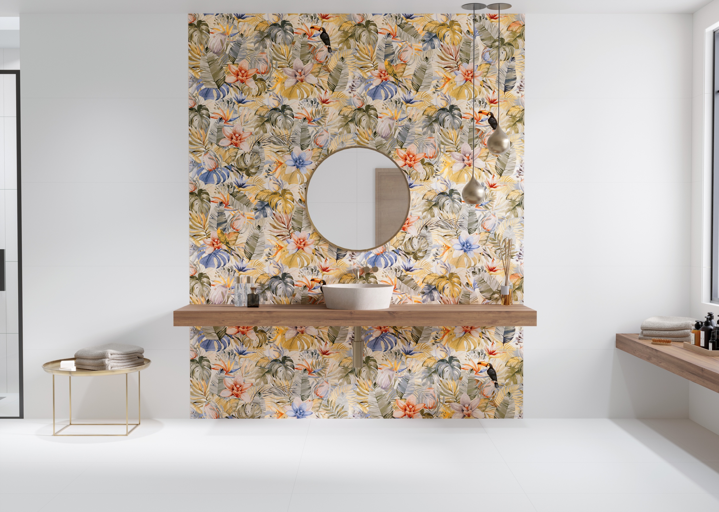 Fliese Pflanzen-Dekor Dschungel Wandbild Tropical Jungle Ambiente