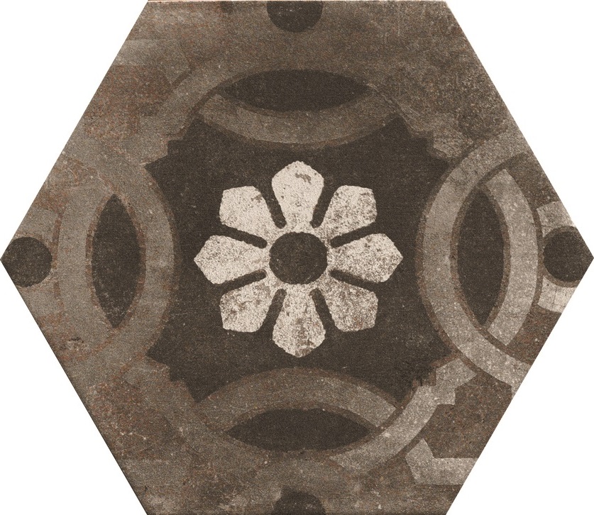 Hexagon Fliese Retro-Dekor Vintage 24x27,7 cm "Miami Mix" Sechseck rustikal CIR | 27 zufällige Dekore