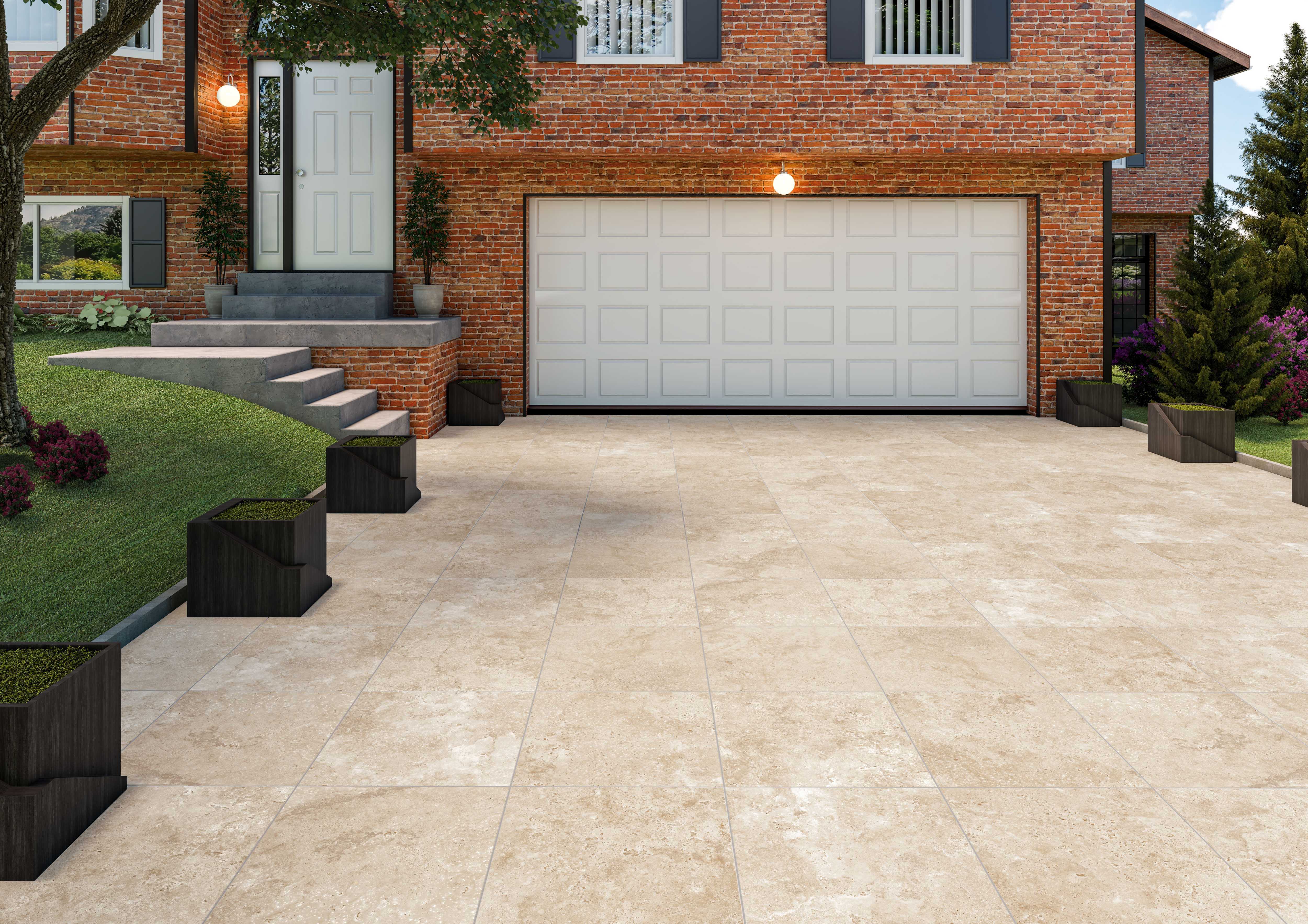 Terrassenplatte Steinoptik 60x60 cm "Hayden Stone" beige Feinsteinzeug 2cm rektifiziert
