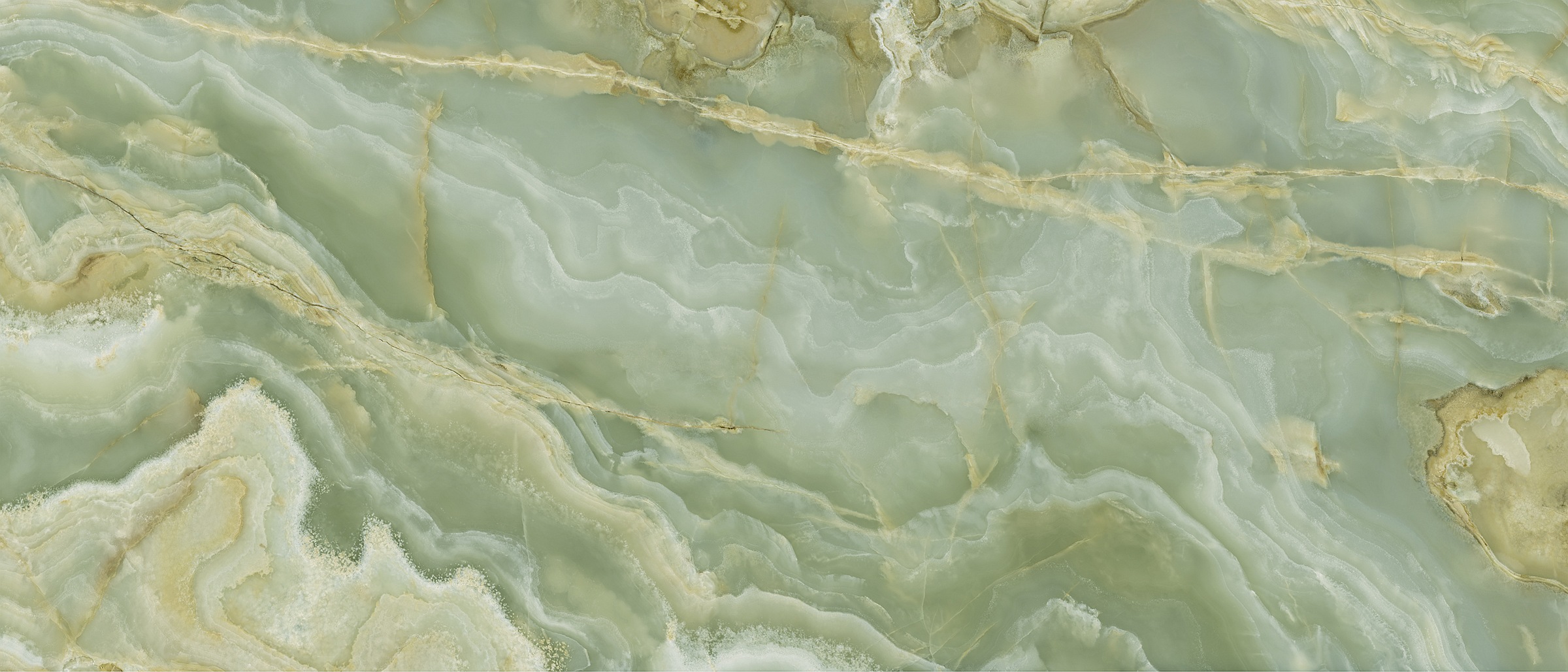 XXL-Fliese Marmoroptik Onice Iride Giada 120x280 cm hellgrün Großformat-Fliese grün La Fabbrica