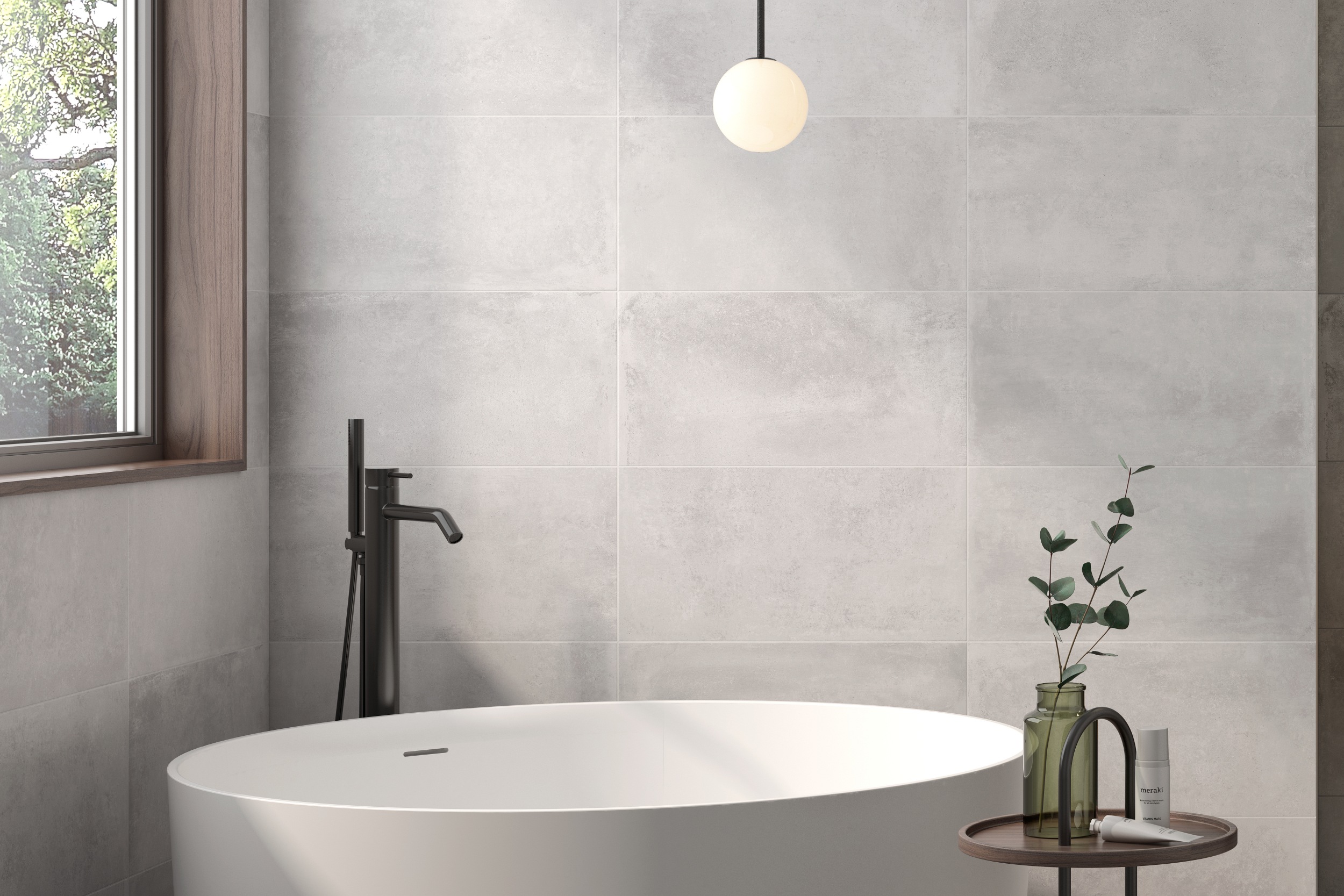 Fliese Betonoptik nur 6mm dünn 60,8x60,8 cm "Elio Perla" hellgrau grau matt