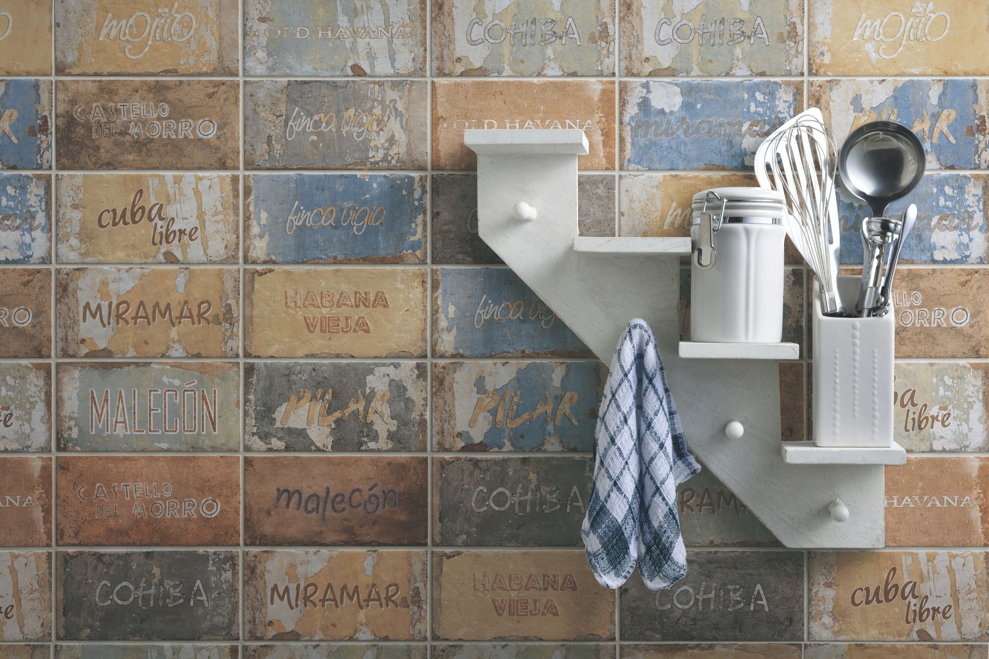 Fliese Vintage Dekor Retro bunt "CIR Havana Cuba libre Mix 10x20" 12 Muster nach Zufallsprinzip