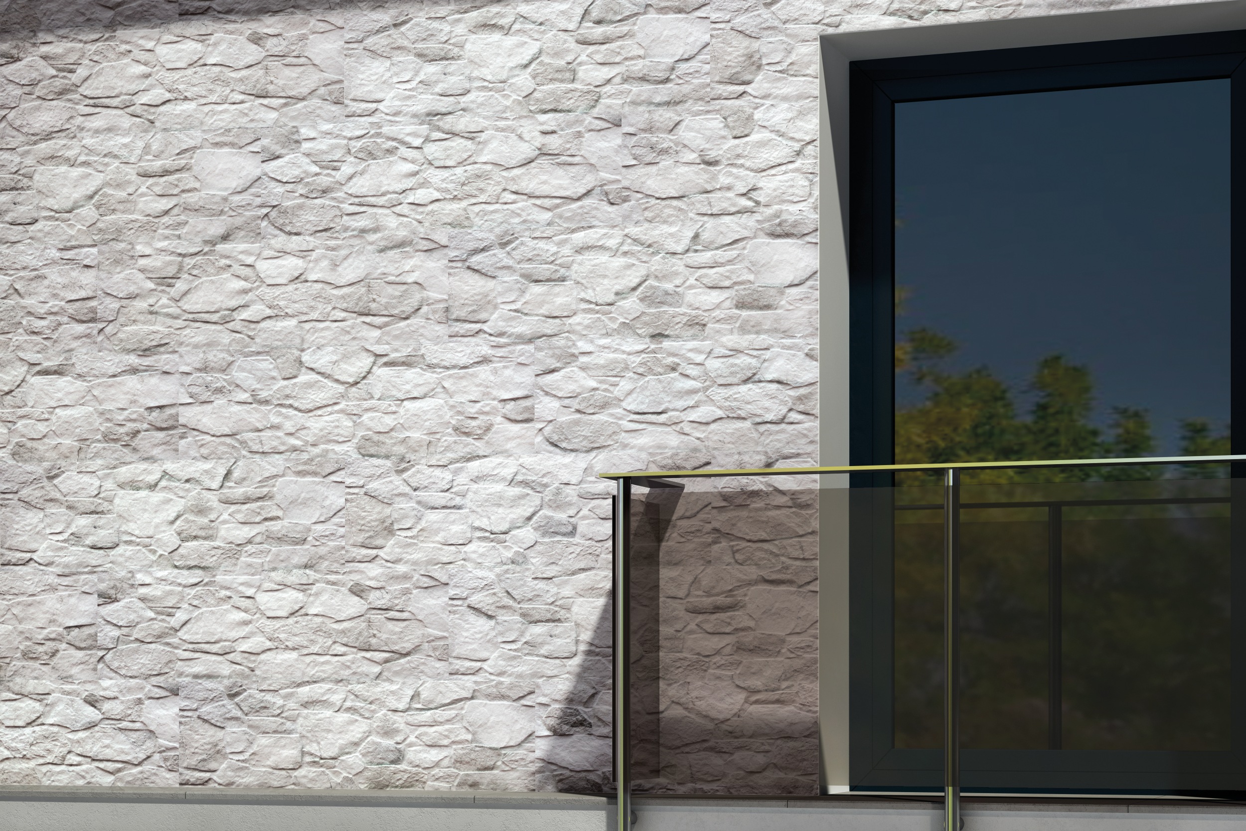 Verblender Fliese Bruchsteinoptik Terranova White 32x89 cm Wandverkleidung Steinoptik im Badezimmer