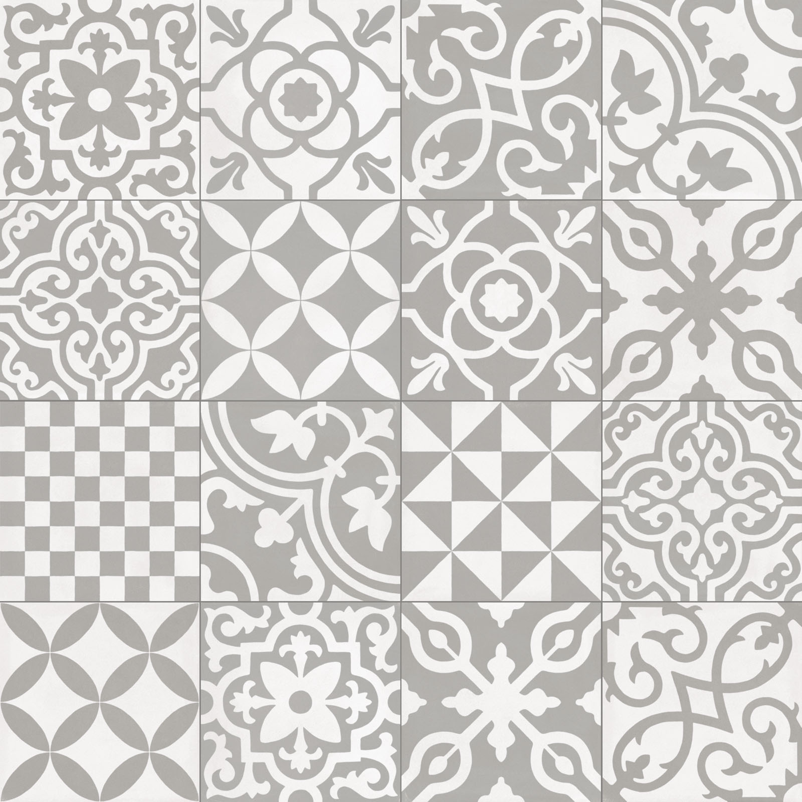 Fliese Patchwork Dekor Zementoptik grau Contrasti Grigio Decoro Mix Ragno by Marazzi