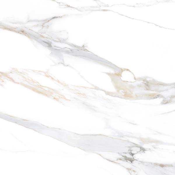 Fliese Marmoroptik weiß gold 60x60 cm marmoriert "Aurora Gold" glänzend rektifiziert