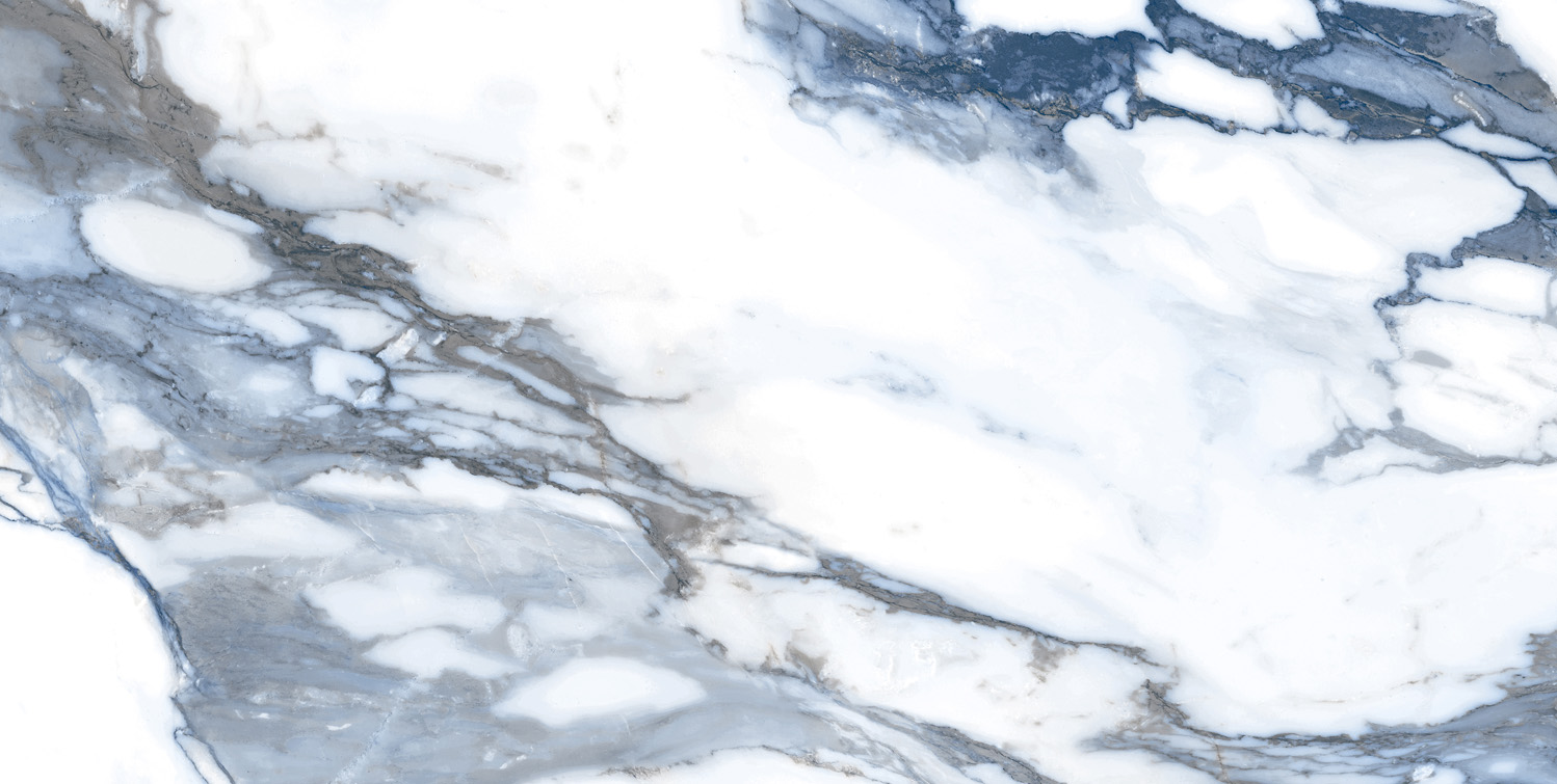 Fliese blau marmoriert Paonazzetto-Marmor-Optik poliert kalibriert Crash Blue