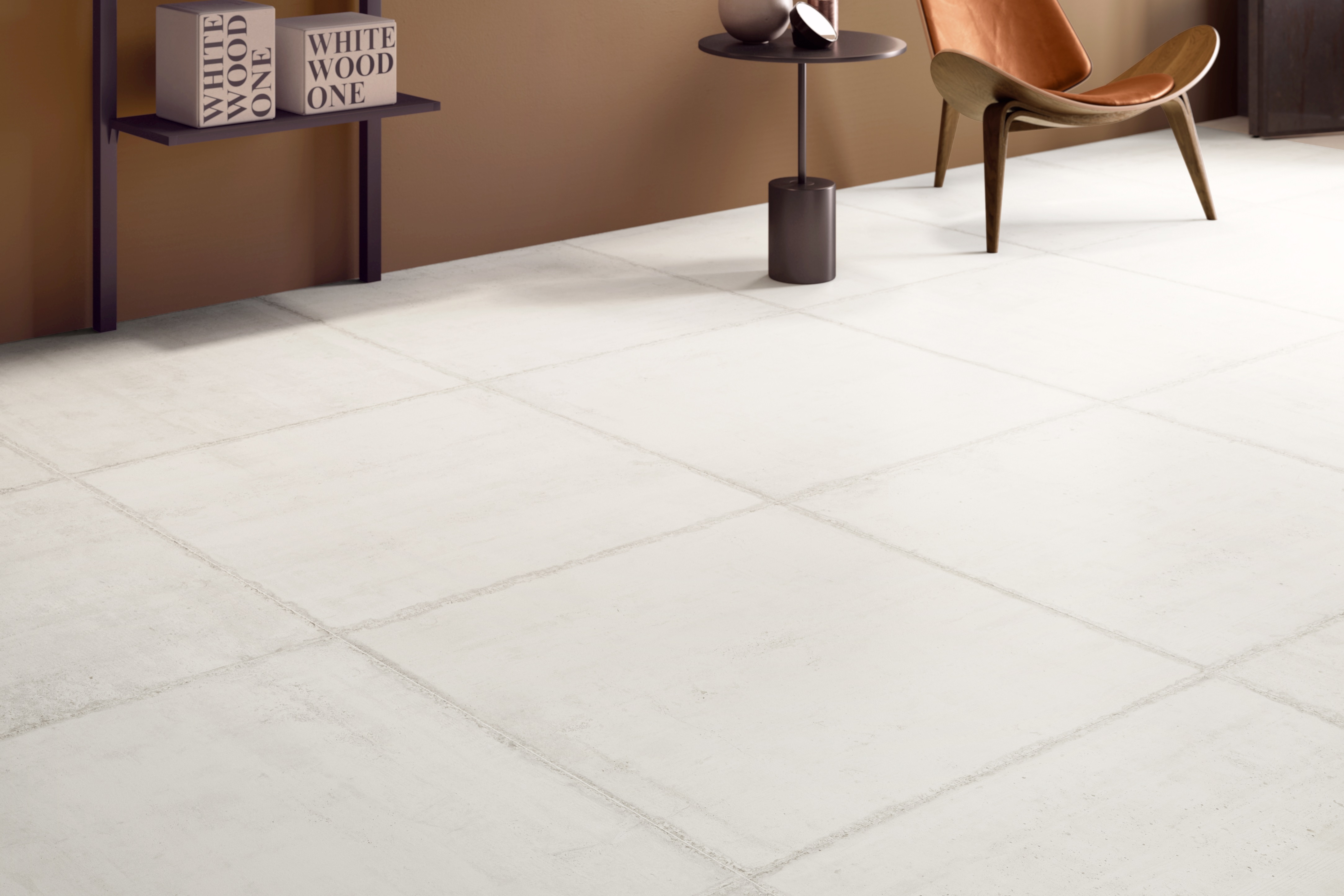 Fliese Sichtbetonoptik Großformat 60x180 cm weiß hell "Form Light" Betonoptik rektifiziert