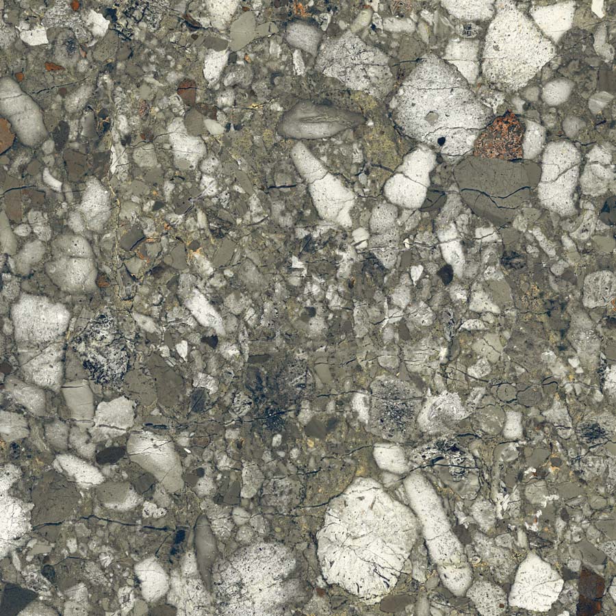 Fliese Terrazzo-Steinoptik grün glänzend 89x89 cm "Veni Emerald" rektifiziert