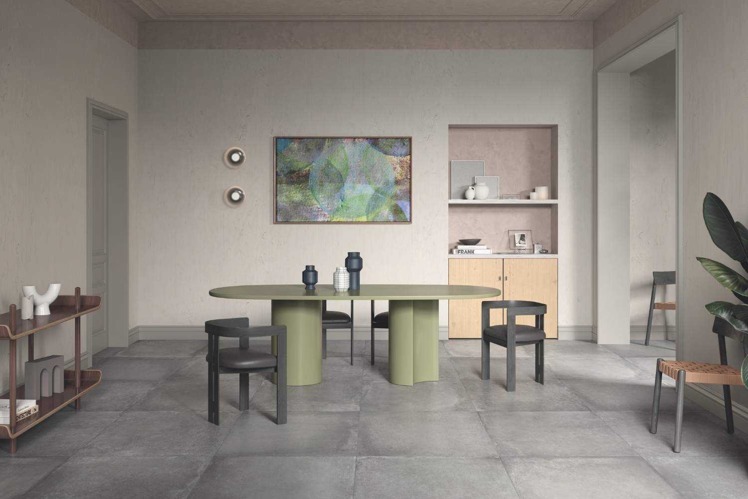 Fliese Betonoptik silbergrau matt "Gravity Titan" Feinsteinzeug rektifiziert