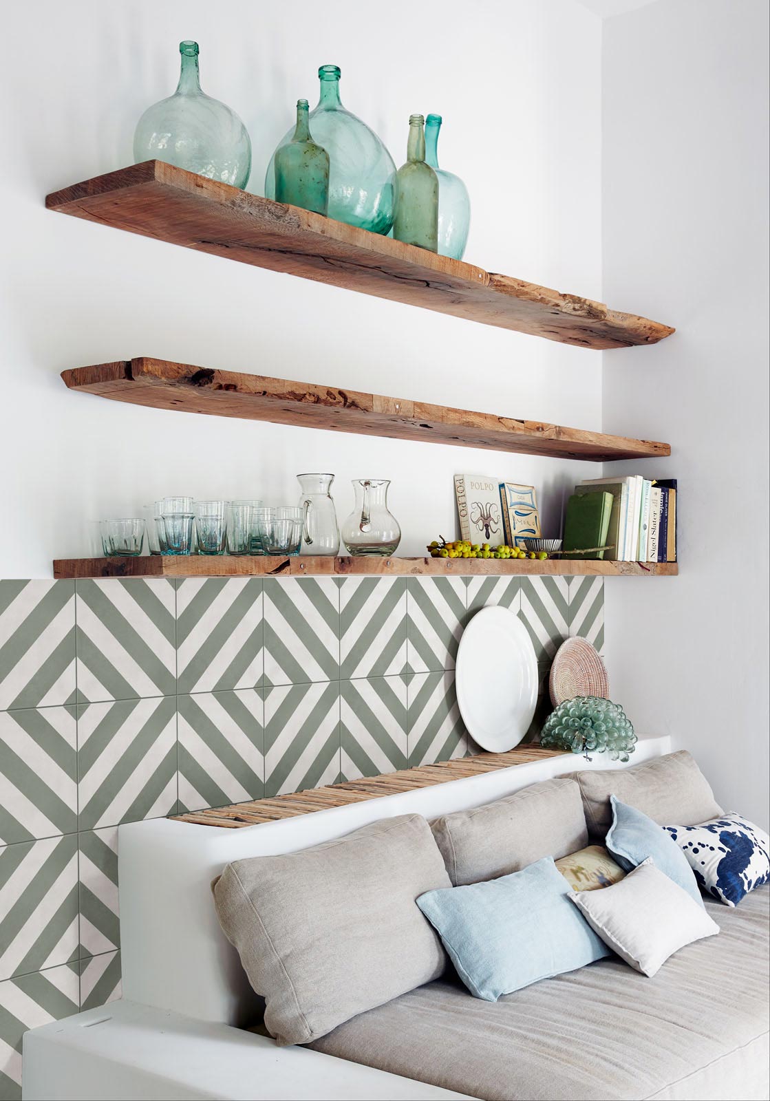 Fliese Patchwork Dekor Zementoptik grün weiß Contrasti Tappeto 10 Ragno by Marazzi