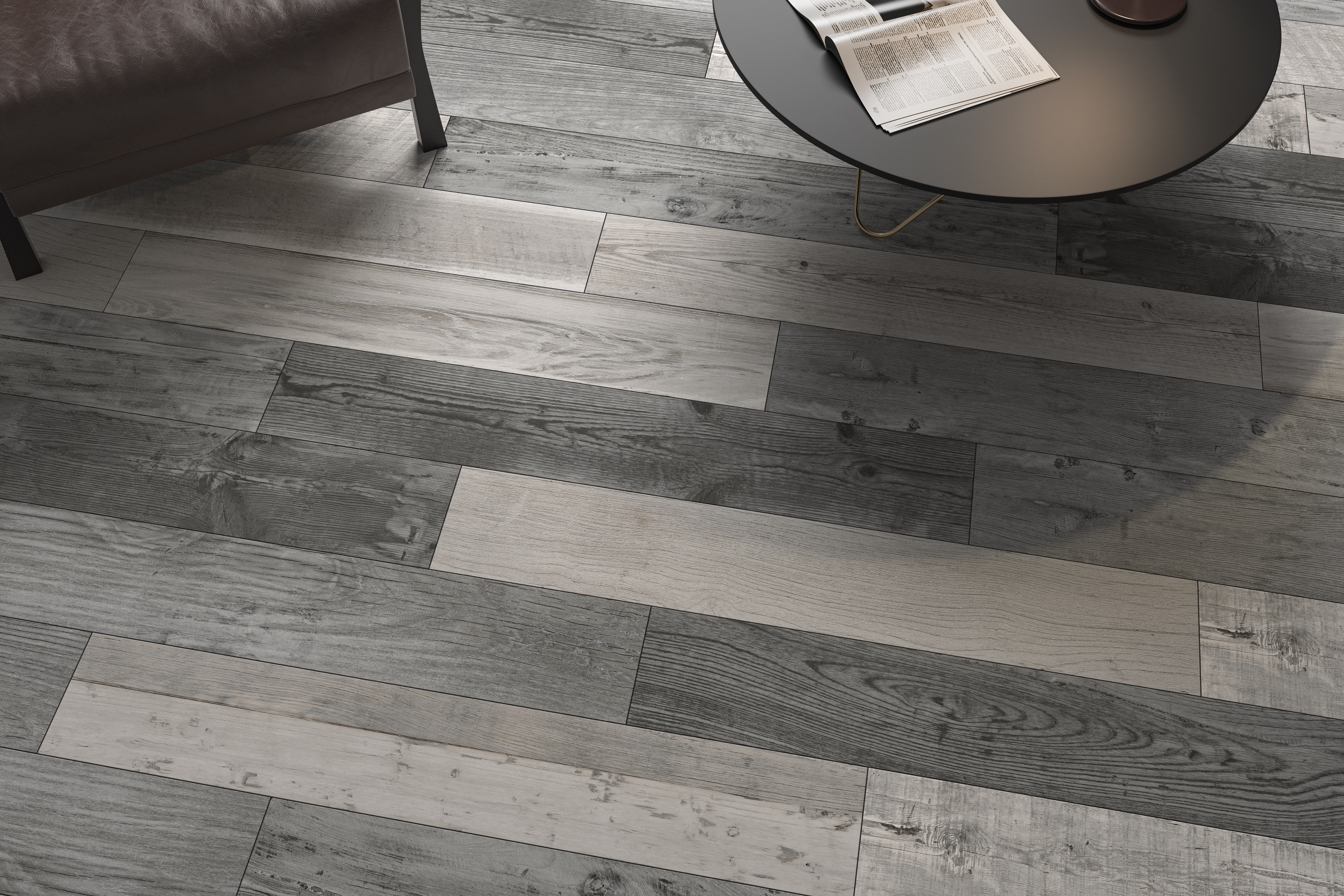 Bodenfliese Vintage Holzoptik rustikal gealtert 20x120 cm Fliese grau