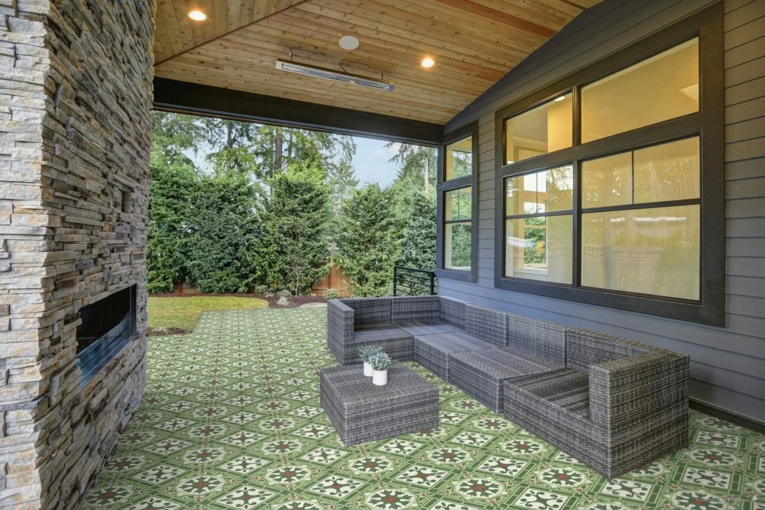 Aparici Terrassenplatte grün Feinsteinzeug Terrasse Keramikplatten mediteran