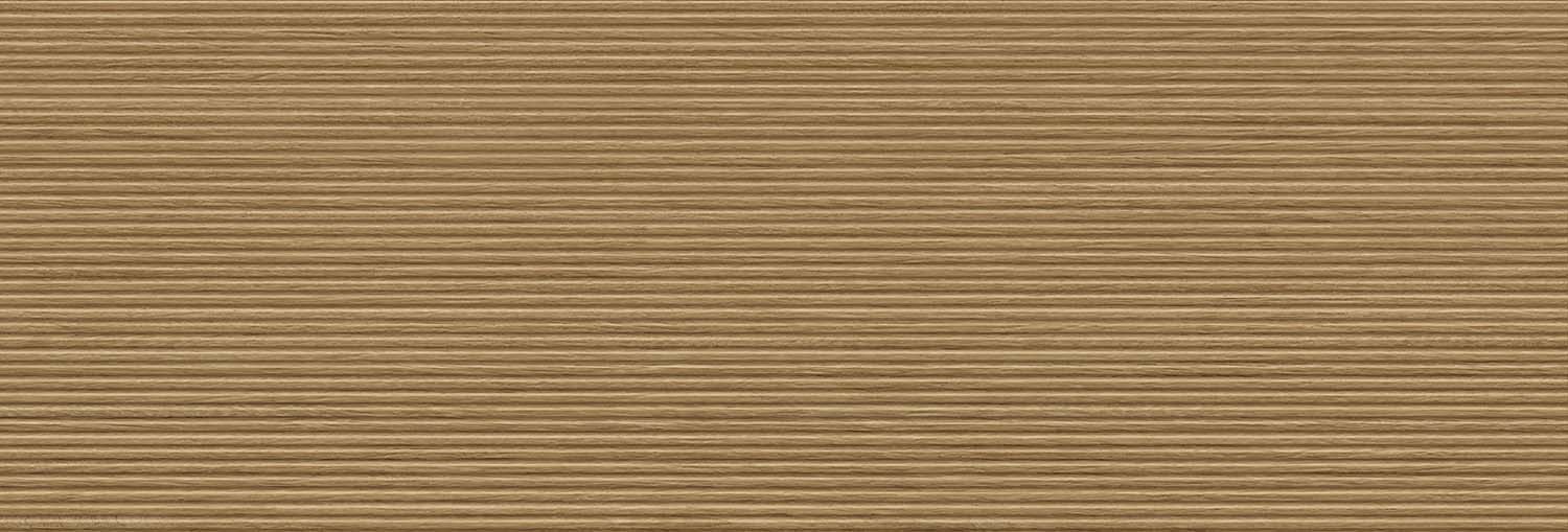 Fliese Wandpaneele Walnuss-Holzoptik braun 30x90 cm "Dekor Stripe Nordik Nogal" Wandfliese rektifiziert