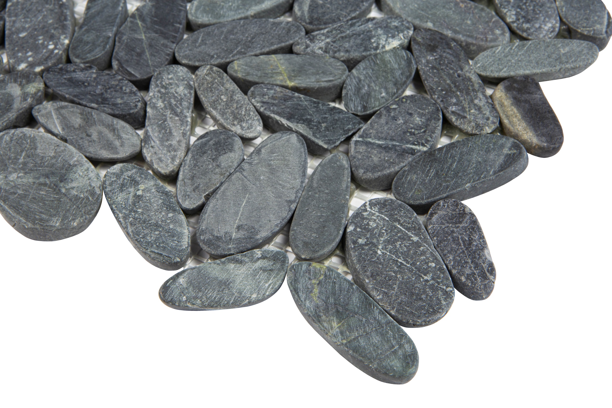 Mosaikfliesen Naturstein Kiesel schwarz anthrazit Steine matt 30x30 cm netzverklebt