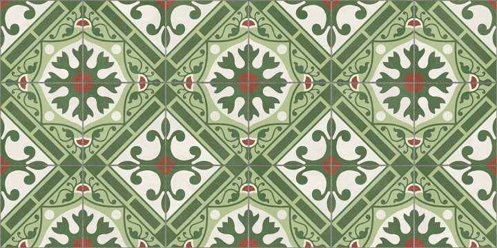 Terrassenplatte Feinsteinzeug Terrassenfliese Patchwork Retro Dekor grün Altea Corbeta Aparici