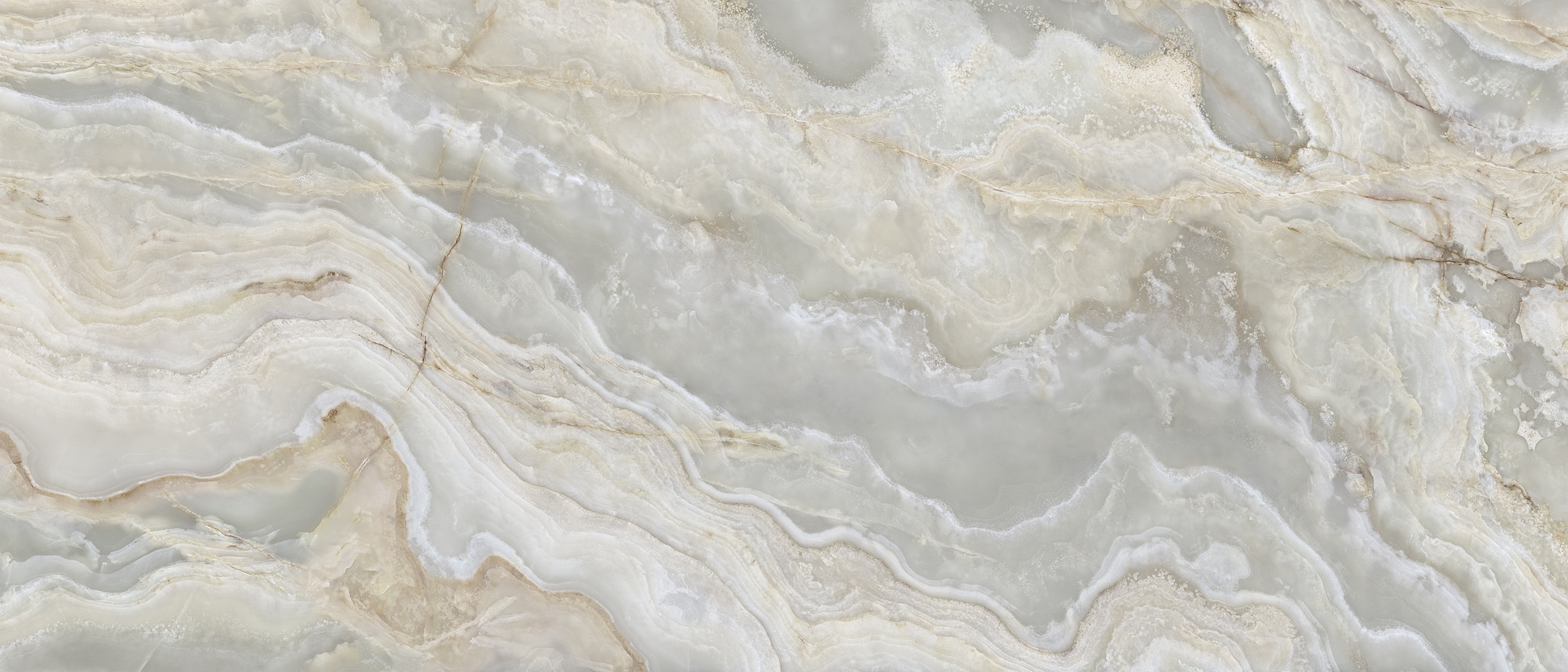 XXL-Fliese Marmoroptik Onice Iride Argento 120x280 cm beige creme Großformat-Fliese La Fabbrica