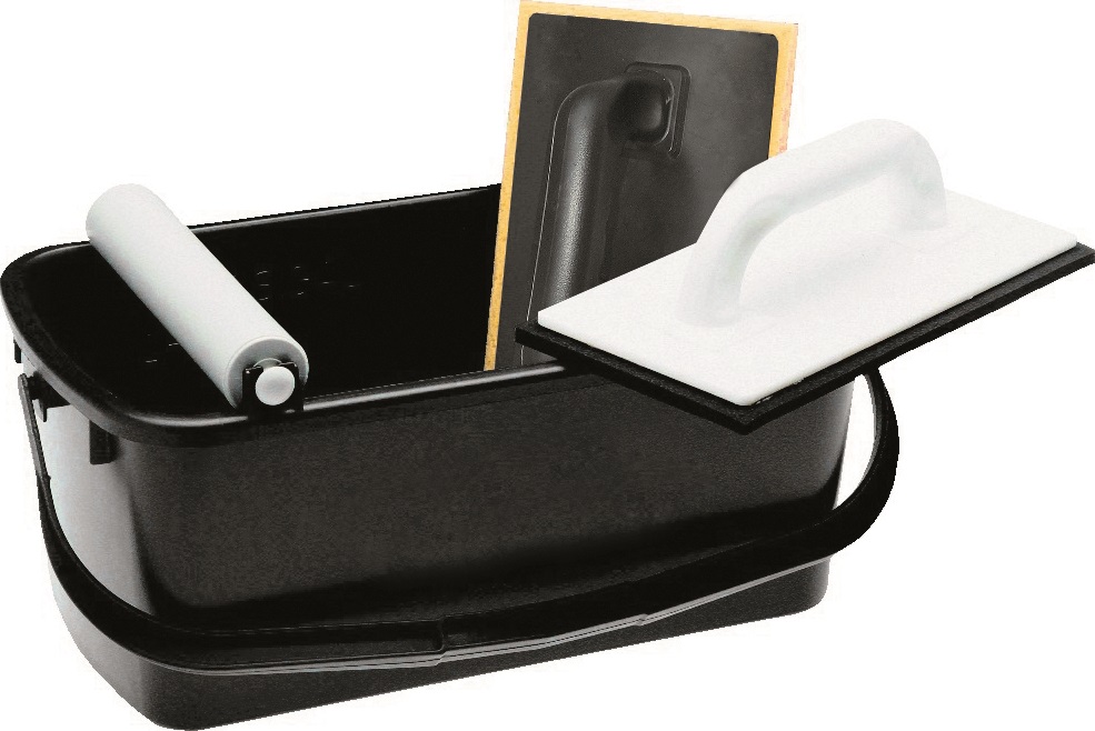 Wascheimer Fliesenleger-Set 3-tlg. mit 10L Eimer, Fugbrett und Waschbrett Hufa