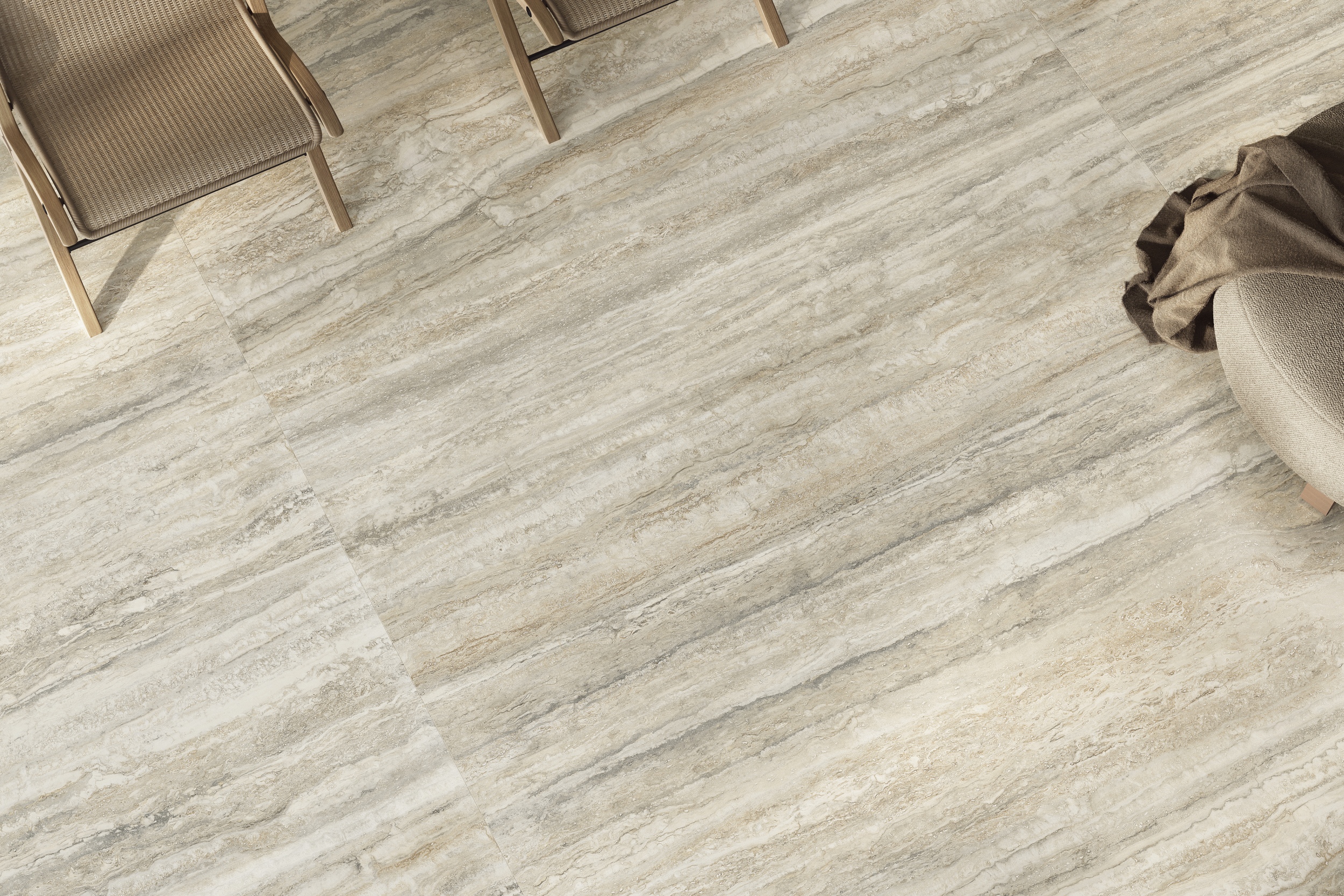 Fliese Travertin-Steinoptik Invictus Beige matt Sant Agostino Ambiente Bodenfliesen