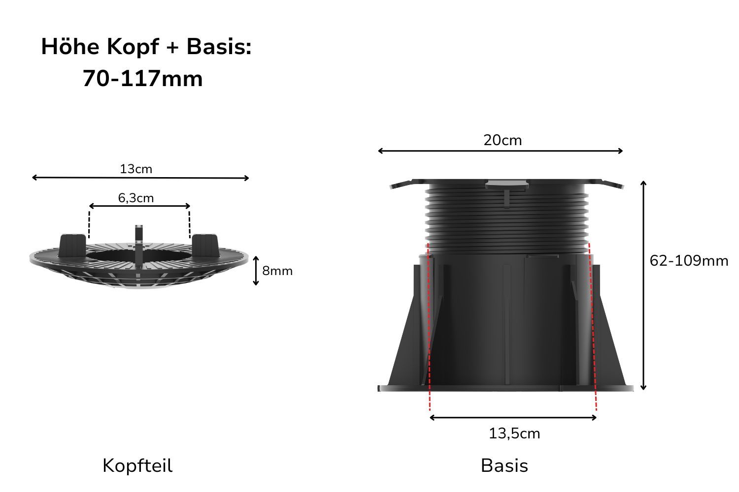 Stelzlager für Terrassenplatten höhenverstellbar & selbstnivellierend mit 4 mm Fuge "Easy"